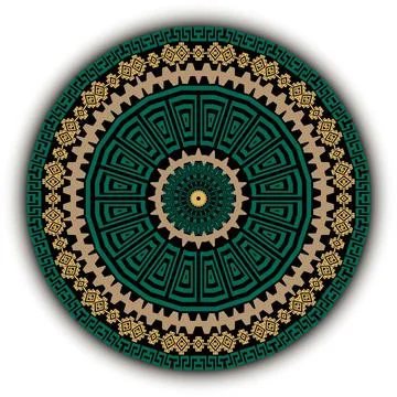 Ethnic greek round mandala pattern. Ornamental colorful vector background. Tr 스톡 일러스트