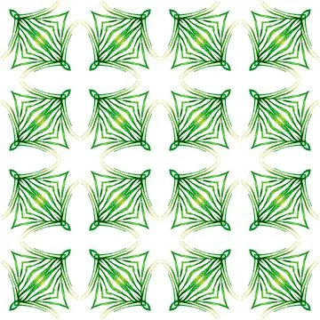 Ethnic hand painted pattern. Green lively boho Illustrazione stock