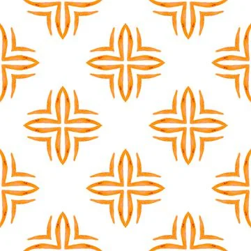 Ethnic hand painted  pattern. Orange bizarre boho Stock Illustration
