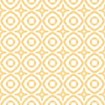 Ethnic hand painted  pattern. Yellow symmetrical Stock Illustration