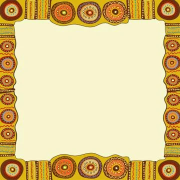 Ethnic hand painted square frame Stock Illustration