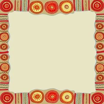 Ethnic hand painted square frame Stock Illustration