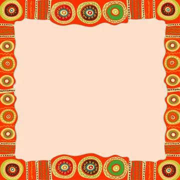 Ethnic hand painted square frame Stock Illustration