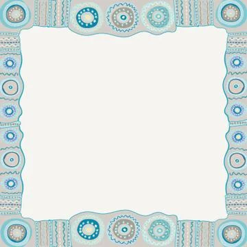 Ethnic hand painted square frame Stock Illustration