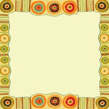 Ethnic hand painted square frame Stock Illustration
