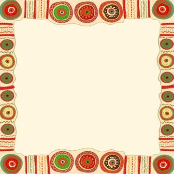 Ethnic hand painted square frame Stock Illustration