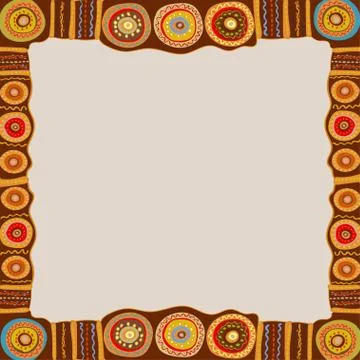 Ethnic hand painted square frame Stock Illustration