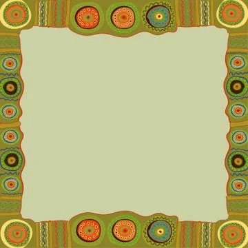 Ethnic hand painted square frame Stock Illustration