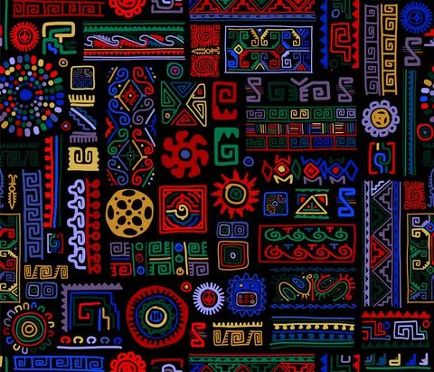 Ethnic handmade ornament, seamless pattern Stock Illustration