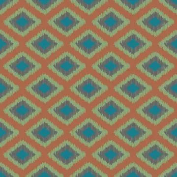 Ethnic ikat diamond pattern.Vector seamless illustration. Stock Illustration