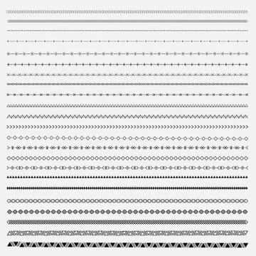 Ethnic line border set and hipster scribble design element. イラスト素材