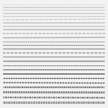 Ethnic line border set and hipster scribble design element. 스톡 일러스트