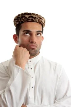Ethnic man thinking brainstorming Stock Photos