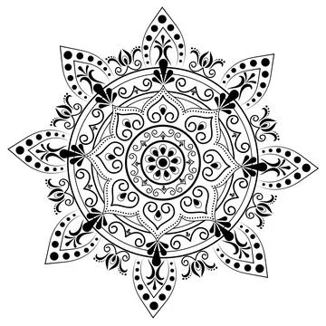 Ethnic Mandala Bohemian Pattern in Line Art. Stock Illustration