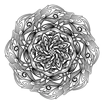 Ethnic mandala design. Vector black line mandalas ornament. Illustrazione stock