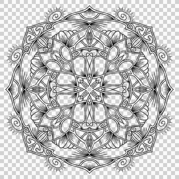 Ethnic Mandala Pattern for Coloring Book Pages or T-shirt Design Stock Illustration