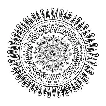 Ethnic Mandala Pattern Design in Line Art. Stock Illustration