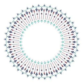 Ethnic mandala-like pattern with flower and heart symbols 스톡 일러스트