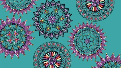 Ethnic mandalas boho style pattern Stock Footage 112234054