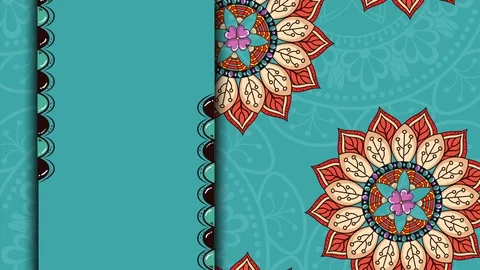 Ethnic mandalas frame boho style pattern Stock Footage 112237480