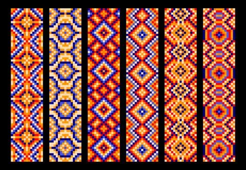 Ethnic Mexican pixel patterns or mosaic ornament Ilustração Stock