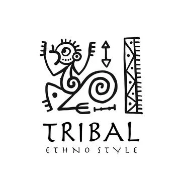 Ethnic monkey logo for your design. Polynesian style Stock Illustration