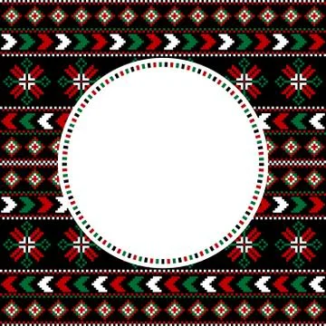 Ethnic motifs pattern with round frame for your text 스톡 일러스트