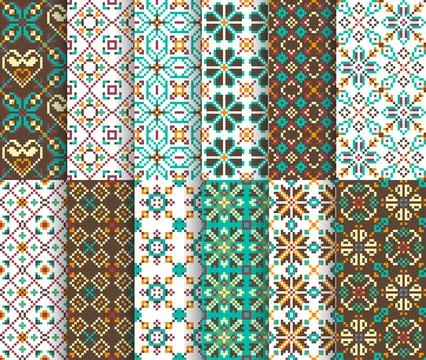 Ethnic national seamless patterns Stock Illustration