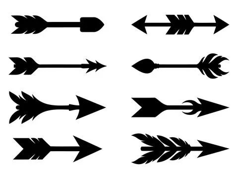 Ethnic native arrow vector illustration silhouette set on white background Stock Illustration