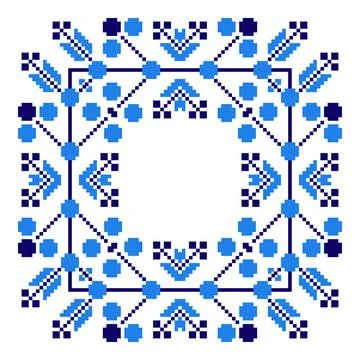 Ethnic ornament mandala geometric patterns in blue color Stock Illustration