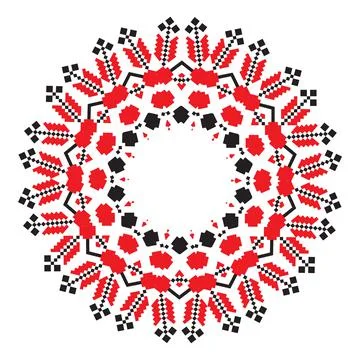 Ethnic ornament mandala geometric patterns in red color Stock-Illustration
