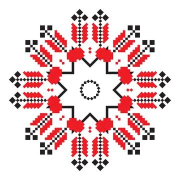 Ethnic ornament mandala geometric patterns in red color Stock Illustration