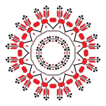 Ethnic ornament mandala geometric patterns in red color Stock Illustration