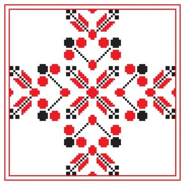 Ethnic ornament mandala geometric patterns in red color Stock Illustration