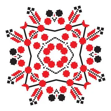 Ethnic ornament mandala geometric patterns in red color Stock Illustration