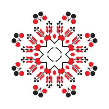 Ethnic ornament mandala geometric patterns in red color Stock Illustration