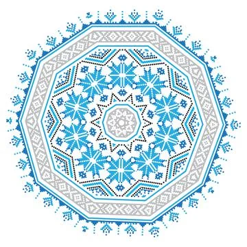 Ethnic ornament mandala pattern in different colors Stock Illustration