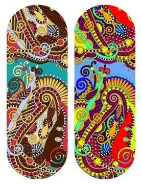 Ethnic ornamental paisley floral pattern for made bracelet, stri Illustrazione stock