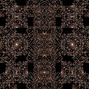 Ethnic Ornate Seamless Pattern Digital art technique geometric ornate ethn... Stock Photos