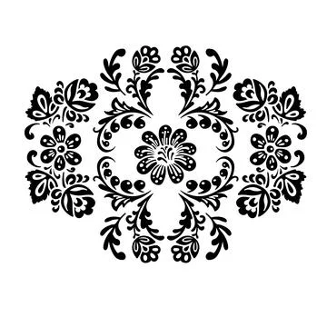 Ethnic painting elements, boho flowers, vintage, vector illustration Stock Illustration