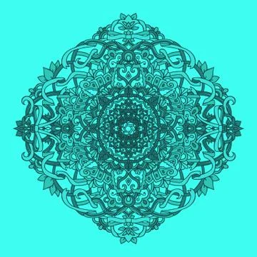 Ethnic pattern. Authentic blue mandala print. Amazing background. Vector Stock Illustration