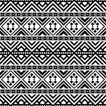 Ethnic pattern in black and white color Stock Illustration
