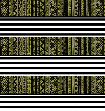 Ethnic pattern black stripes and horizontal gray triangles Stock Illustration
