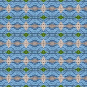 Ethnic pattern. Boho seamless print. Watercolour blue paper. Stock Illustration