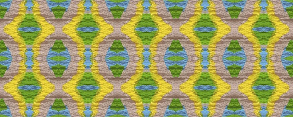 Ethnic pattern. Boho seamless print. Watercolour green paper. Stock Illustration