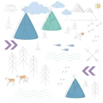 Ethnic pattern for boys Stockillustratie