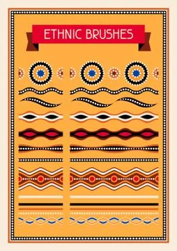 Ethnic pattern brushes. Australian traditional geometric ornament. 스톡 일러스트