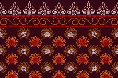 Ethnic Pattern. Ethnic India Bhandhani seamless pattern for embroidery, tex.. Stock Illustration