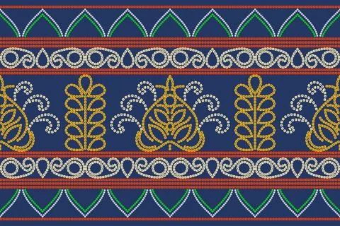 Ethnic Pattern. Ethnic India Bhandhani seamless pattern for embroidery, tex.. Stock Illustration