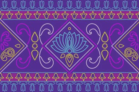 Ethnic Pattern. Ethnic India Bhandhani seamless pattern for embroidery, tex.. Stock Illustration